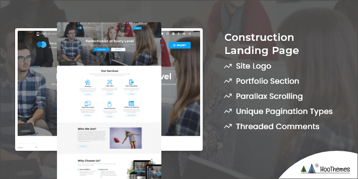 Construction Landing Page WordPress Theme