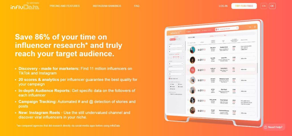 Free Influencer Tools infludata