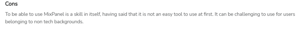 Mixpanel's customer feedback Mixpanel Review by client