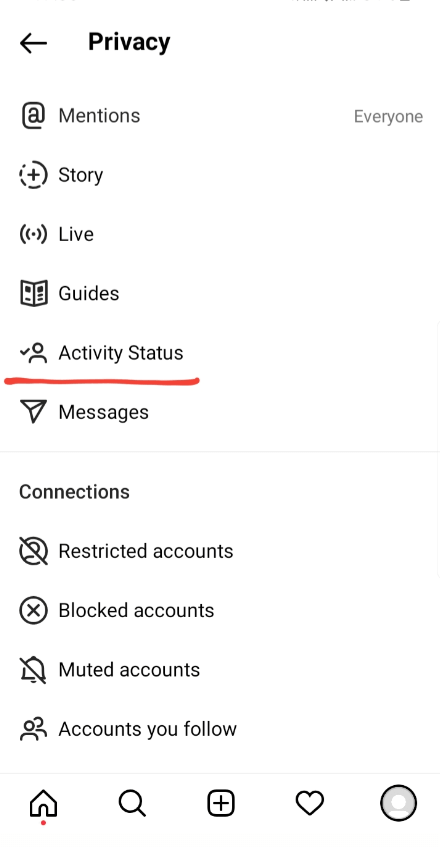 Activity Status on Instagram