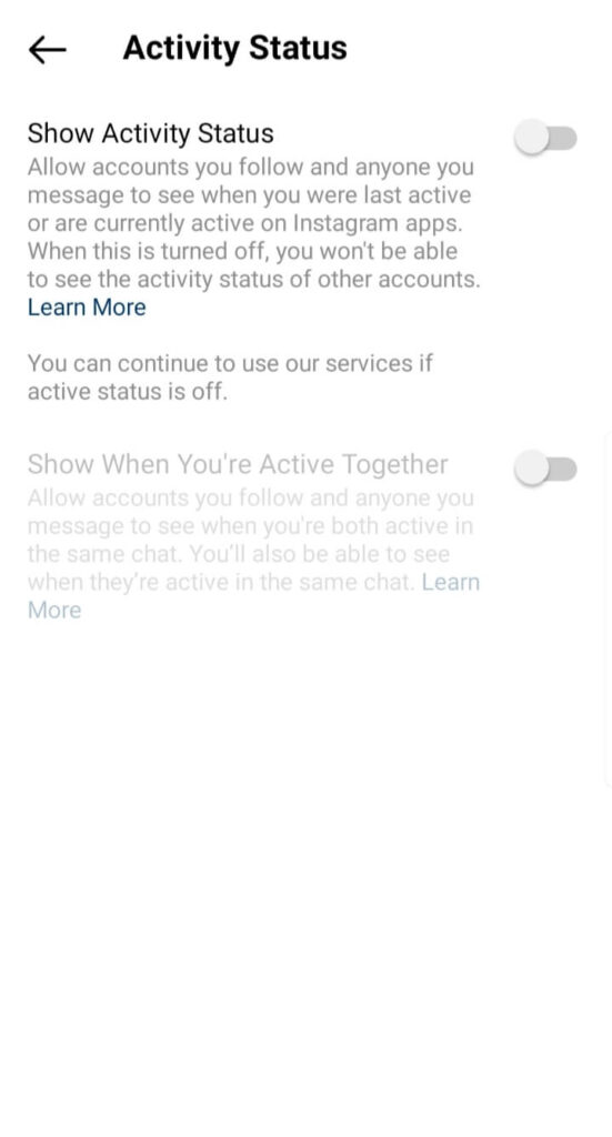 How to Turn Off Active on Instagram: Final Stage