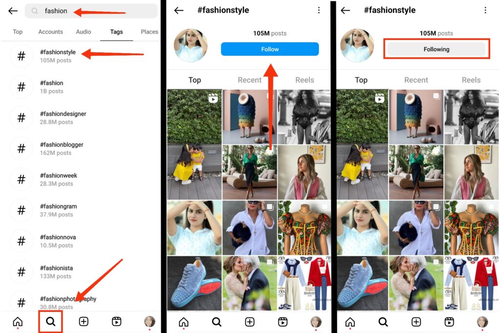 how to follow a hashtag on Instagram