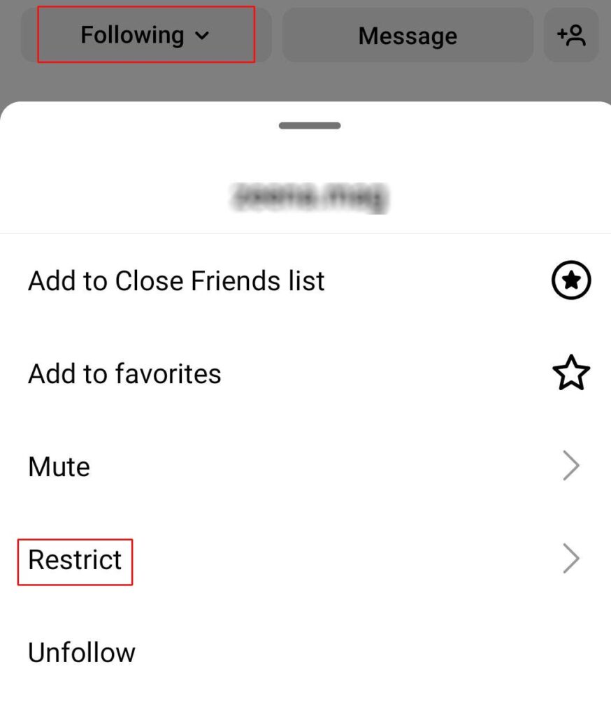 restrict users on Instagram