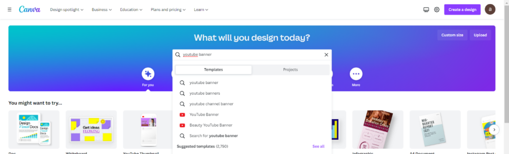 make YouTube banner with Canva