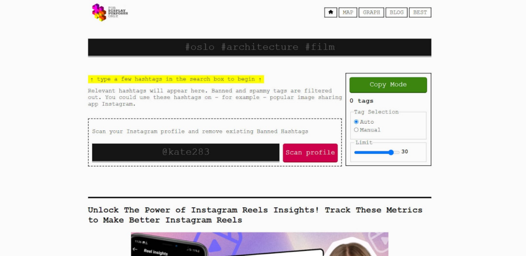 Display Purposes: Tag generator for Instagram Display Purposes: Tag generator for Instagram