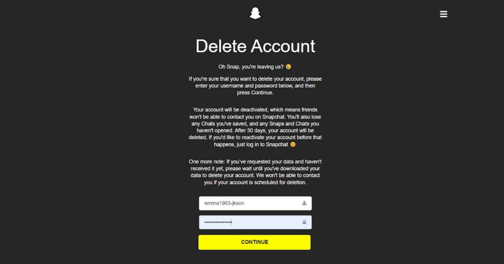 how to delete snapchat account