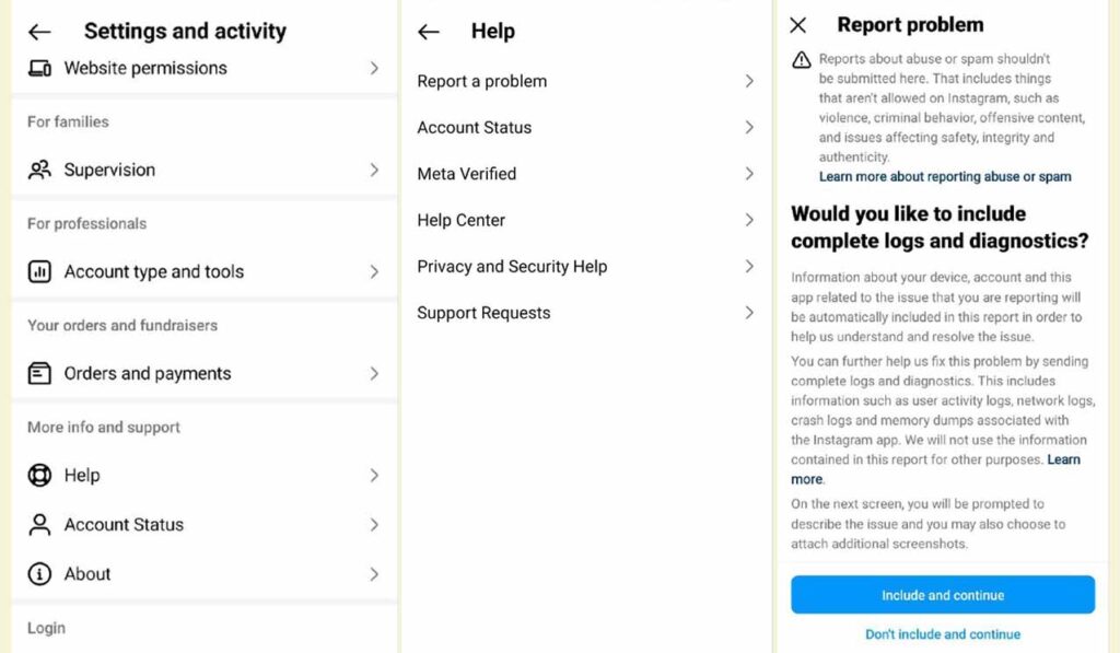 steps to report We Restrict Certain Activity to Protect Our Community error to Instagram