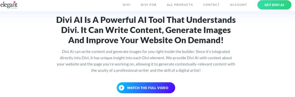 Divi AI Homepage
