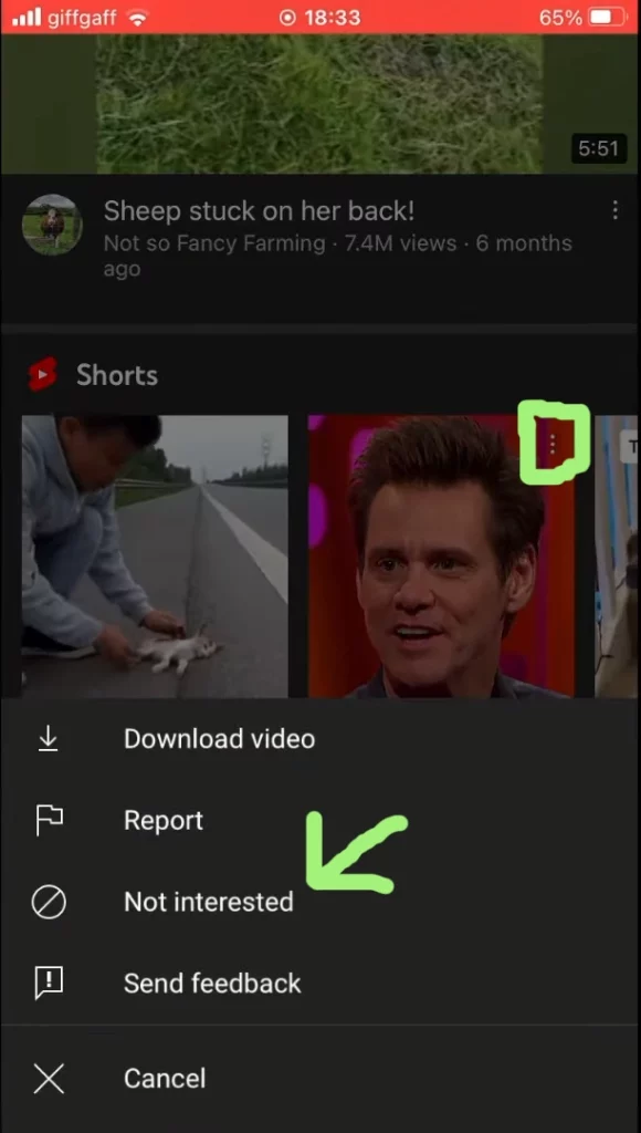 how to disable youtube shorts: not interested