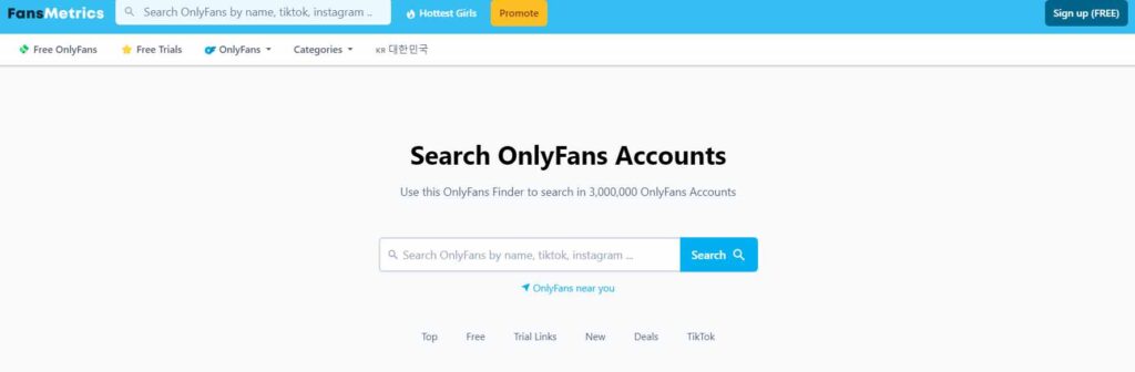 Search OnlyFans by Location via Fansmetrics