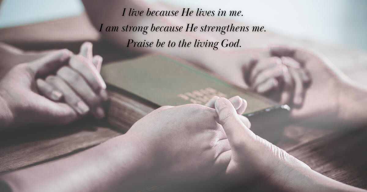 Praying picture with christian words on it